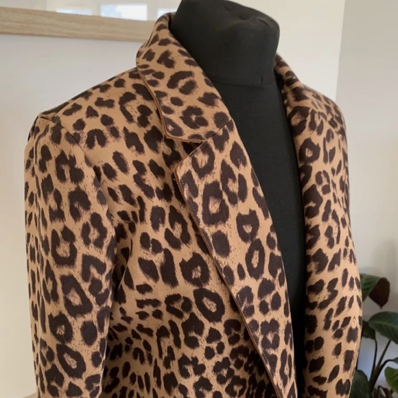 Zara Leopard Print Faux Suede Duster Coat - Picture 3 of 5